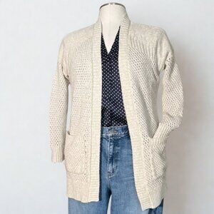 American Eagle cream beige cotton blend cardigan with pockets S